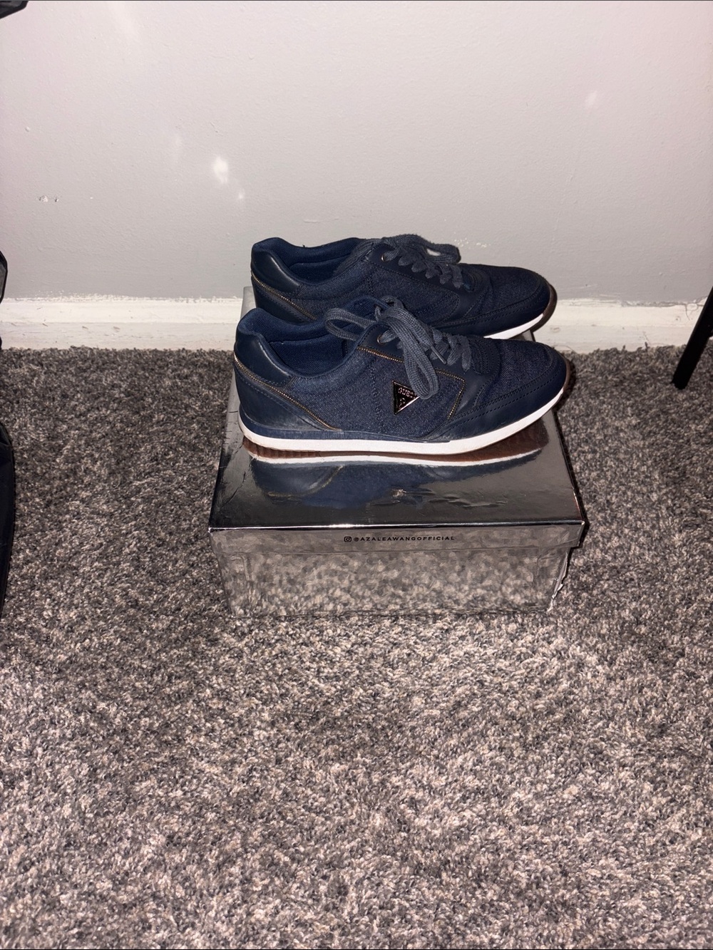 Guess Women's Navy Denim Lace-Up Sneakers